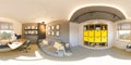 Seamless 360 vr home office panorama. 3d illustration of modern apartment interior design Royalty Free Stock Photo