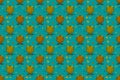 Seamless wallpaper with cute pattern, funny round brown frog cartoon pattern on cyan color background