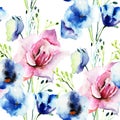 Seamless wallpaper with Decorative wild flowers