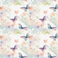 seamless wallpaper with delicate butterflies on a white background