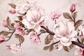 Seamless wallpaper flower pink blossom decorative vintage spring design background art pattern floral Royalty Free Stock Photo