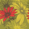 Seamless wallpaper with flowers blooming abstract,