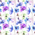 Seamless wallpaper with Original flowers Royalty Free Stock Photo