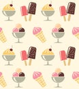 Seamless wallpaper pattern with ice cream icons