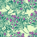 Seamless wallpaper pattern with tulips in vase Royalty Free Stock Photo