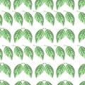 Seamless wallpaper stripes green leaves