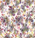 Seamless watercolor abstract digital checks and paisley Royalty Free Stock Photo