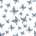 Seamless watercolor background consisting of blue moths, butterflies Royalty Free Stock Photo