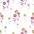 Seamless watercolor background consisting of pink flowers and petals Royalty Free Stock Photo