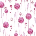 Seamless watercolor background consisting of pink flowers and petals Royalty Free Stock Photo