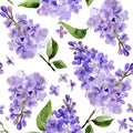 Seamless watercolor background lilac flowers