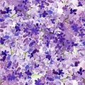 Seamless watercolor background lilac flowers