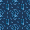 Seamless watercolor blue pattern african parrot