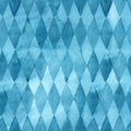 Seamless watercolor blue rhomb abstract pattern.