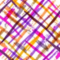 Seamless watercolor bold plaid pattern with colorful diagonal st Royalty Free Stock Photo