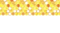 Seamless watercolor border with honeycomb. yellow and orange honeycomb with honey on a white background. seamless pattern, web ban