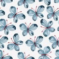 Seamless watercolor butterfly pattern. Royalty Free Stock Photo