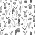 Seamless watercolor cactuses plant pattern Royalty Free Stock Photo