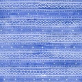 Seamless watercolor Christmas pattern background with white tracery on blue watercolor background Royalty Free Stock Photo