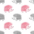 Seamless watercolor cute hedgehog pattern for kids design Royalty Free Stock Photo