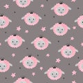 Seamless watercolor cute sheep pattern. Vector background for kids design Royalty Free Stock Photo