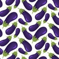 Seamless watercolor eggplant pattern.