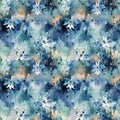 Seamless Watercolor Floral Dark Color Mixed Beautifully, Designed Grunge, Paint wash bleeds in paper Textured, fashionable print