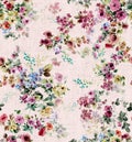 Seamless Watercolor Floral Pattern, Beautiful Small Flowers Ready for Textile Prints. Royalty Free Stock Photo