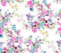 Seamless Watercolor Floral Pattern, Beautiful Small Flowers Ready for Textile Prints. Royalty Free Stock Photo