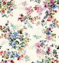 Seamless Watercolor Floral Pattern, Beautiful Small Flowers Ready for Textile Prints. Royalty Free Stock Photo