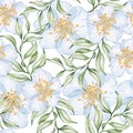 Seamless watercolor floral pattern - green leaves and branches composition on white background, perfect for wrappers Royalty Free Stock Photo