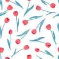 Seamless watercolor floral pattern. Tulips vector illustration Royalty Free Stock Photo