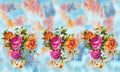 Seamless watercolor flower border