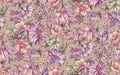 Seamless watercolor flower design with digital texture Royalty Free Stock Photo