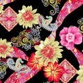 Seamless WATERCOLOR FLOWER PATTERN Royalty Free Stock Photo