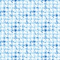 Seamless watercolor houndstooth pattern. Blue and white geometric abstract pattern. Paper texture