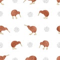 Seamless watercolor kiwi bird pattern