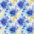 Seamless Watercolor of Lavender Pattern, Indigo Color Mandala and Tie Dye Print Pattern and Grunge Textured Abstract, Emotional
