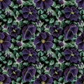 Seamless watercolor neon pattern with hand-drawn purple wild rose flowers for your print and textile design. flowers and