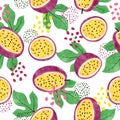 Seamless watercolor passion fruit pattern.