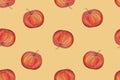 Seamless watercolor pattern. Apples on a yellow background.