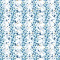 Seamless watercolor pattern blue flowers with easter eggs and butterflies, illustration Royalty Free Stock Photo