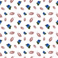 Watercolor seamless pattern with forest berries blueberry and red leaves. Print for textile, fabric, wrapping paper, web design