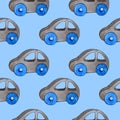 Seamless watercolor pattern. cars. auto.