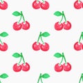 Seamless watercolor pattern with cherries, Royalty Free Stock Photo