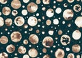 Seamless watercolor pattern with circles on black background Royalty Free Stock Photo