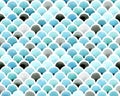 Seamless watercolor pattern, color background. Print Chevron Mermaid Scales. vibrant colors of blue, turquoise, and gray. colors o Royalty Free Stock Photo