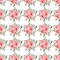 Seamless watercolor pattern with delicate florals in red, grey green leaves. Hand drawn  patterns with flowers and greenery Royalty Free Stock Photo