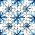 Nautical Compass Rose Pattern Watercolor Blue White Royalty Free Stock Photo