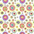 Seamless watercolor pattern for girls. Creative background with abstract forms and colorful circles